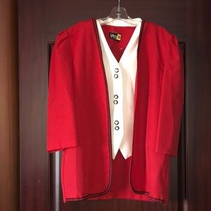 WOMEN DRESSY BUSINESS JACKET TOP SIZE 16 WHITE AND RED